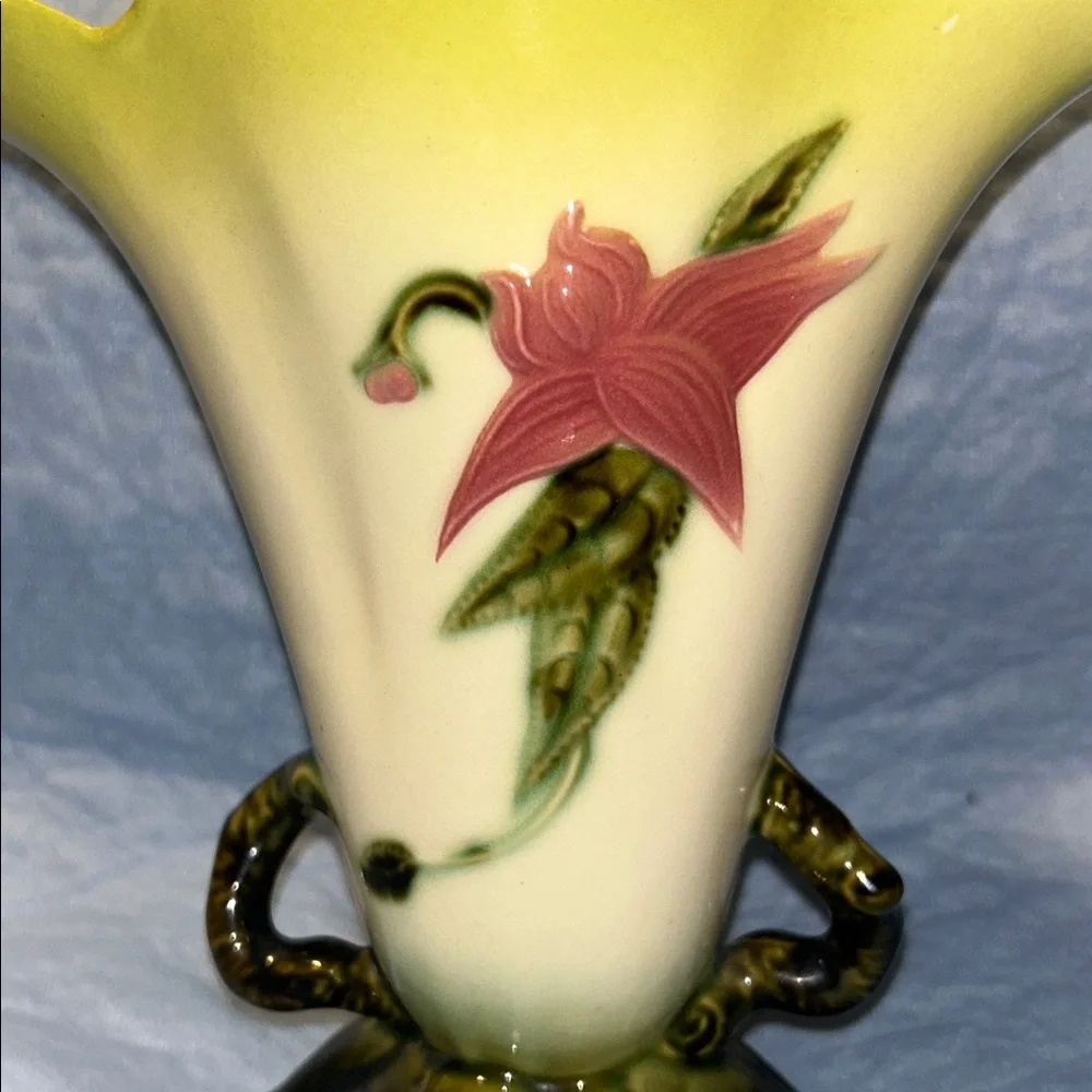 Hull 1950’s Chartreuse Woodland Fluted Edge 8 3/4 inch Ceramic Vase
